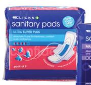 Clicks Sanitary Pads Ultra Super Plus-9's Pack