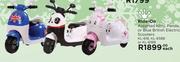 Ride On Assorted Kitty, Panda Or Blue British Electic Scooters KL-618, KL-6888 Or KL-618B-Each