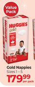 Huggies Gold Nappies Sizes 1-5 Value Pack-Per Pack