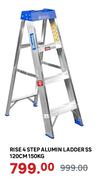 Rise 4 Step Alumin Ladder SS 120CM