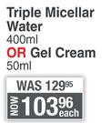 Neutrogena Hydro Boost Triple Micellar Water 400ml Or Gel Cream 50ml-Each