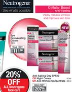 Neutrogena Anti Ageing Day SPF20 Or Night Cream 50ml Or Anti Wrinkle Concentrate 30ml-Each