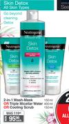 Neutrogena Skin Detox 2 In 1 Wash Mask Or Triple Micellar Water 400ml Or Cooling Scrub 150ml-Each