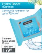 Neutrogena Hydro Boost Cleanser Facial Wipes 25 Pack
