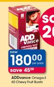 ADDvance Omega-3-60 Chews Fruit Bursts Per Pack