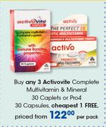 Activovite Complete Multivitamin & Mineral  30 Caplets Or Pro4-30 Capsules Per Pack