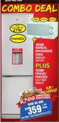 Defy 279ltr Manual Microwave Oven-DMO349 + Defy Fridge/Freezer-C317 MET