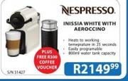 Nespresso Inissia White With Aeroccino