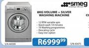 Smeg 8kg Volume + Silver Washing Machine