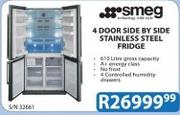 Smeg 4 Door Side By Side Stainless Steel Fridge