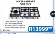 Smeg 90CM 5 Burner Gas Hob