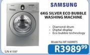 Samsung 6kg Silver Eco Bubble Washing Machine WF1600MFS