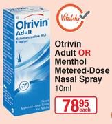 Otrivin Adult Or Menthol Metered Dose Nasal Spray-10ml Each
