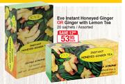 Eve Instant Honeyed Ginger Or Ginger With Lemon Tea 20 Sachets Assorted-Each