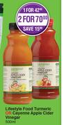Lifestyle Food Turmeric Or Cayenne Apple Cider Vinegar-500ml