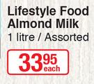 Lifestyle Food Almond Milk Assorted-1Ltr Each