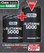 Primal Sports Nutrition L-Glutamine 5000 Combo-500g Plus Free 200g