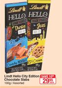 Lindt Hello City Edition Chocolate Slabs-100g Each.