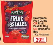 Rowntrees Fruit Gums Or Fruit Pastille Bag Or Randoms Bah Assorted-150g Each