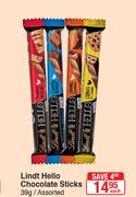 Lindt Hello Chocolate Sticks-39g Each