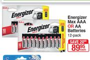 Energizer Max AAA Or AA Batteries-12 Pack Each