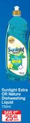 Sunlight Extra Or Nature Dishwashing Liquid-750ml Each