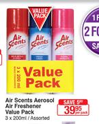 Air Scents Aerosol Air Freshener Value Pack-3x200ml Per Pack