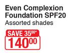 Yardley Even Complexion Foundation SPF20 Assorted Shades