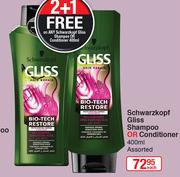 Schwarzkopf Gliss Shampoo Or Conditioner-400ml Each