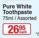 Aquafresh Pure White Toothpaste Assorted-75ml Each