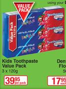 Dentalmate Kids Toothpaste Value Pack-3 x 120g Per Pack