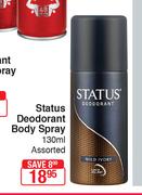 Status Deodorant Body Spray Assorted-130ml