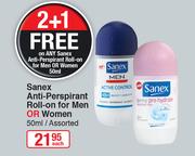 Sanex Anti Perspirant Roll On For Men Or Women Assorted-50ml