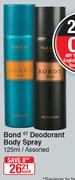 Yardley Bond ST Deodorant Body Spray Assorted-125ml Each