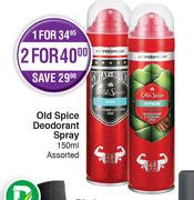 Old Spice Deodorant Spray Assorted-2 x 150ml