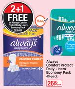 Always Comfort Protect Daily Liners Economy Pack 40 Pack-Per Pack
