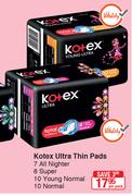 Kotex Ultra Thin Pads 7 All Nighter,8 Super,10 Young Normal,10 Normal-Per Pack