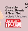 Character Glove, Beanie & Scarf Set-3 Piece Per Set
