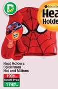 Heat Holder Spiderman Hat And Mittens-Per Set