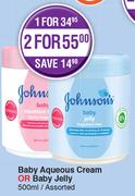 Johnson's Baby Aqueous Cream Or Baby Jelly Assorted-500ml