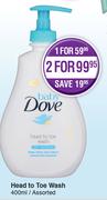 Baby Dove Head To Toe Wash Assorted-2 x 400ml