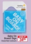 Safety 1st Baby On Board! Sign Assorted Colours