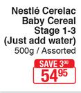 Nestle Cerelac Baby Cereal Stage 1-3 (Just Add Water) Assorted-500g