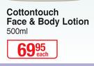 Johnson's Cottontouch Face & Body Lotion-500ml Each