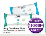 Baby Dove Baby Wipes Rich Moisture Or Sensitive 50 Wipes-For 1