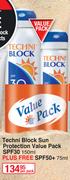 Techni Block Sun Protection Value Pack SPF30 + Free SPF50+75ml Per Pack