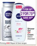 Nivea Shower Gel Or Cream Assorted-500ml Each