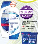 Head & Shoulders Shampoo 400ml Or Conditioner 360ml-For 1