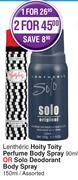 Lentheric Hoity Toity Perfume Body Spray 90ml Or Solo Deodorant Body Spray 150ml-fOR 2
