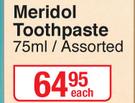 Meridol Toothpaste Assorted-75ml Each